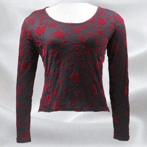 Ces...Astures...Astu Black & Red Long Sleeve Top in Size Medium